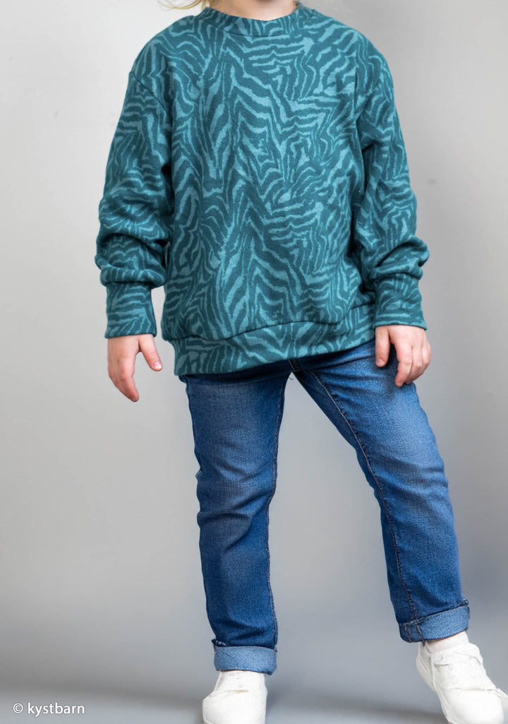Jacquard-Jersey Emily | „Zebra“ – Tiefseeblau/Petrol