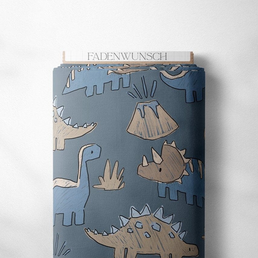 French Terry "Dino Scratch - Blau" fadenwunsch 