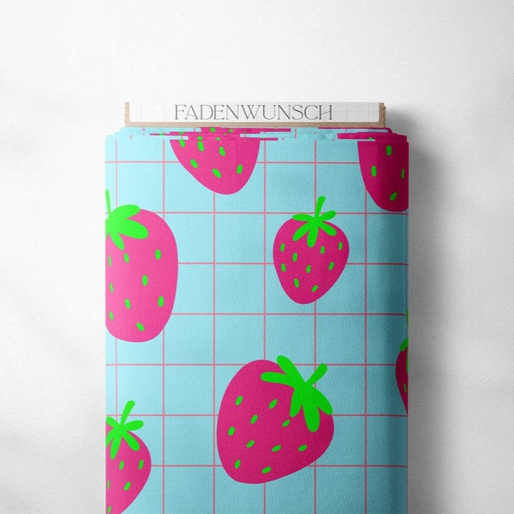 Jersey „Fruchtverliebt - ErdbeerNeon - Gitter" fadenwunsch 