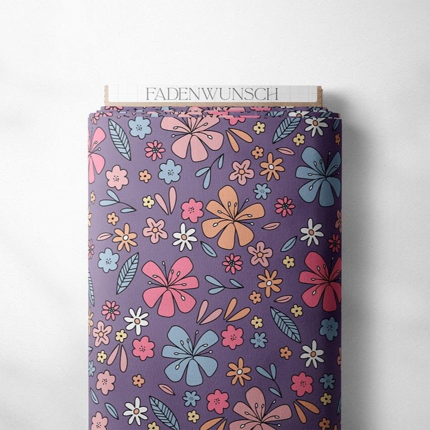 Jersey "Floral Time - lila" fadenwunsch 