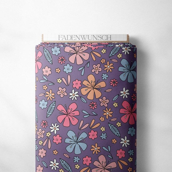 Jersey "Floral Time - lila" fadenwunsch 