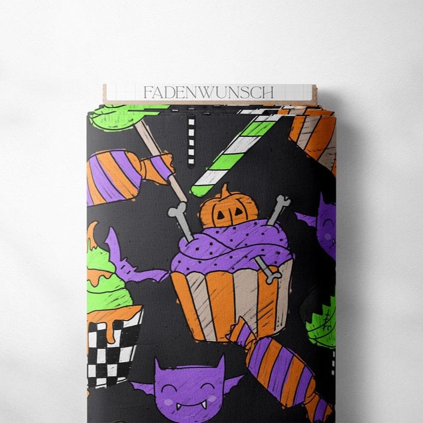 "Halloween-Sweets - Anthrazit" | Halloween Stoffe 2025 fadenwunsch 