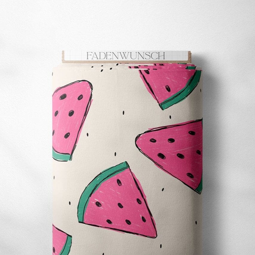 French Terry "Melonen Scratch - Natural" fadenwunsch 