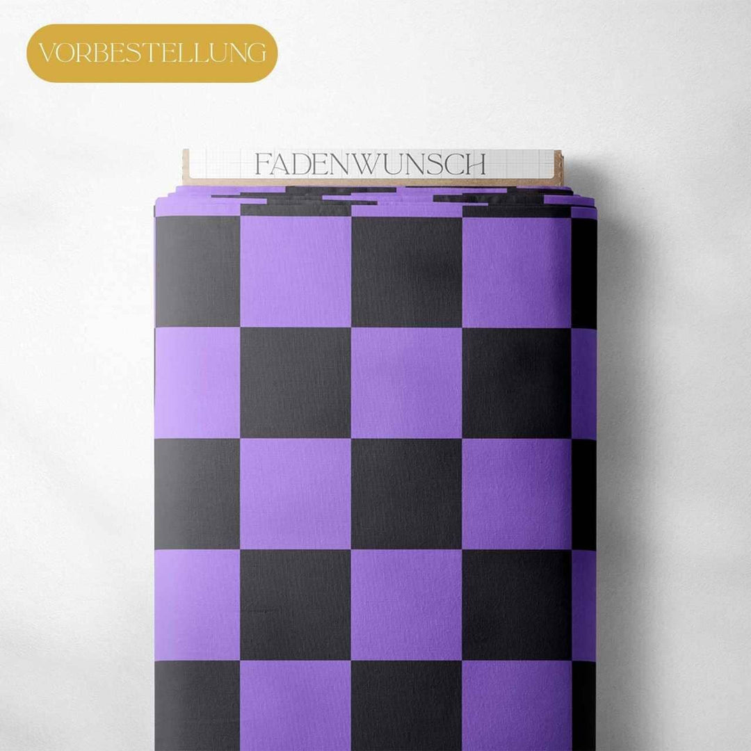 Vorbestellung | "Schachbrettmuster - Lila / Anthrazit" | Halloween Stoffe 2025 fadenwunsch 
