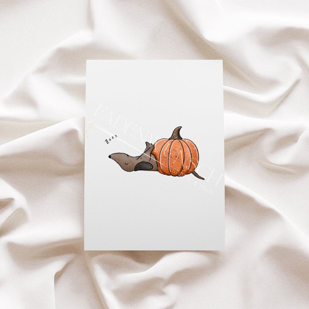 Vorbestellung | Bügelbild "Dackel Spuk - Kürbis" | Halloween fadenwunsch 