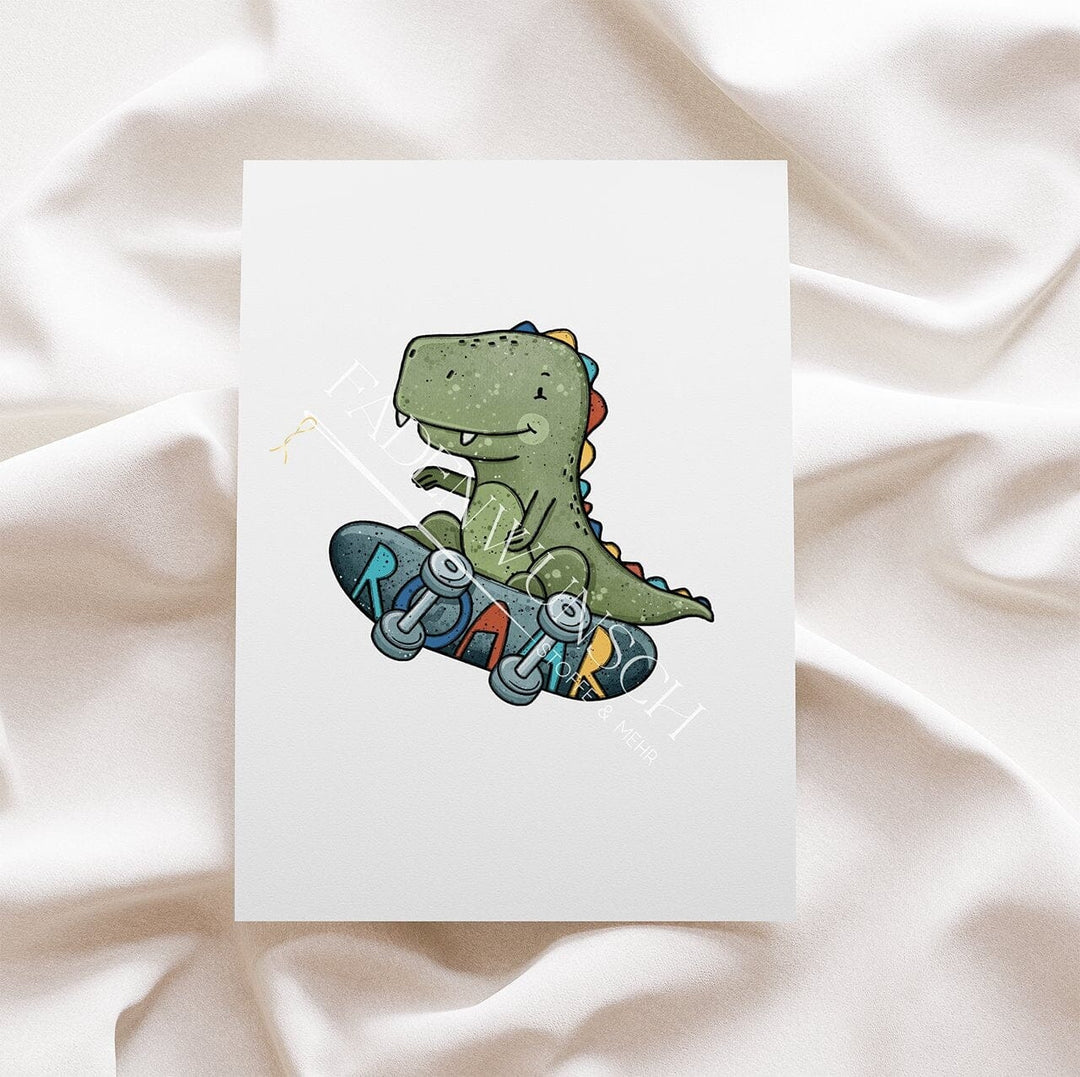 Vorbestellung | Bügelbild "Rex der Dino-Skater" fadenwunsch 