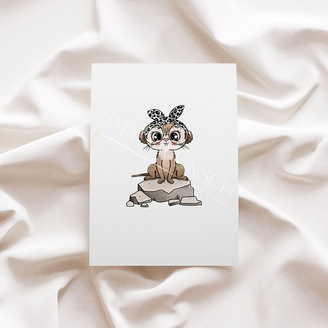 Vorbestellung | Bügelbild "Erdmännchen - Leo - Fels - mit Brille" fadenwunsch 