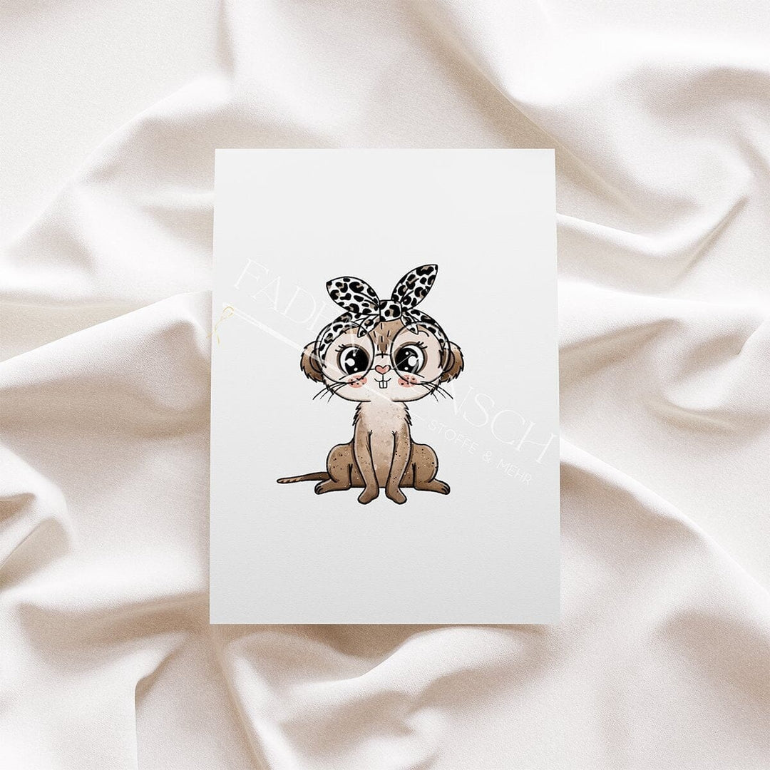 Vorbestellung | Bügelbild "Erdmännchen - Leo - Sitzend - mit Brille" fadenwunsch 