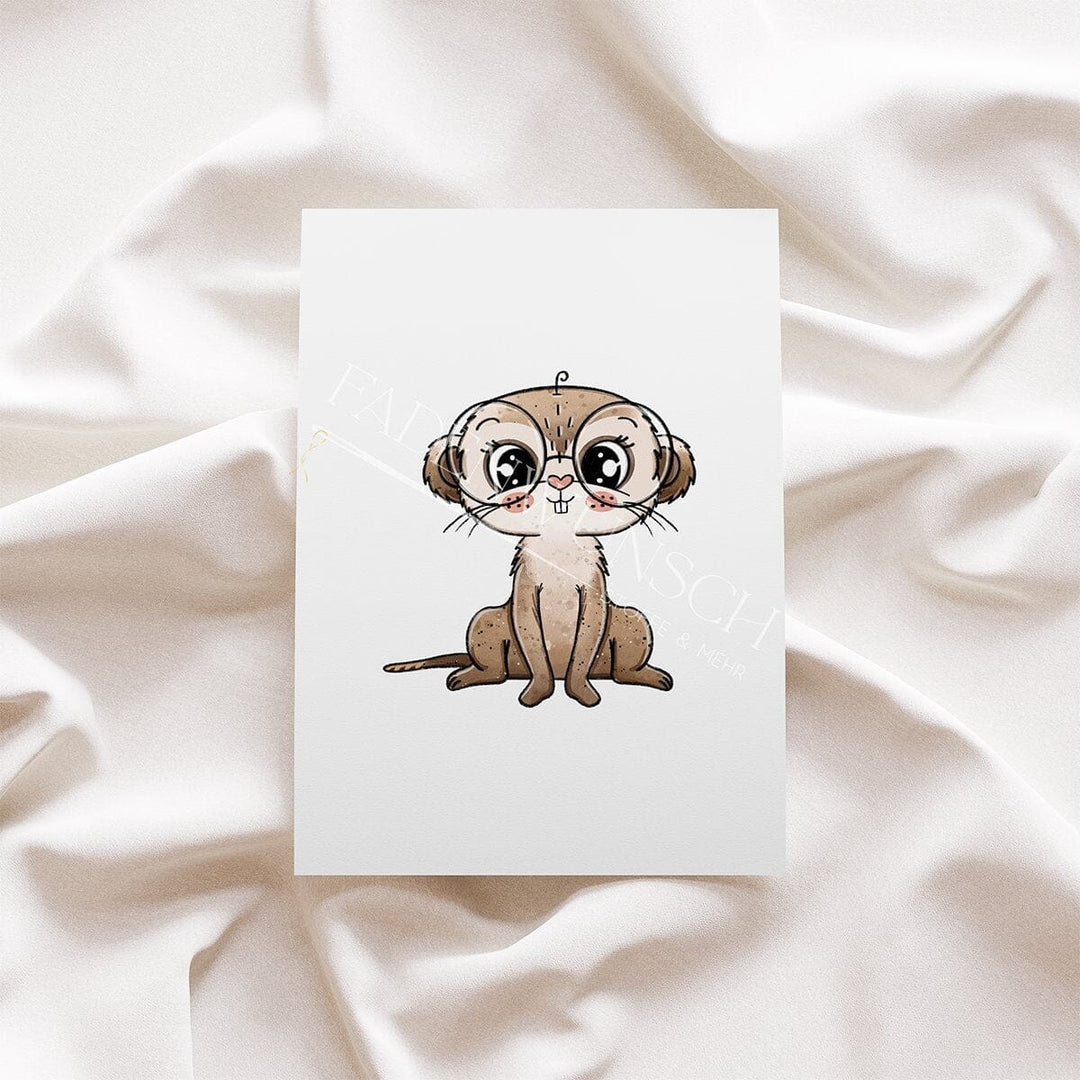 Vorbestellung | Bügelbild "Erdmännchen - Sitzend - mit Brille" fadenwunsch 