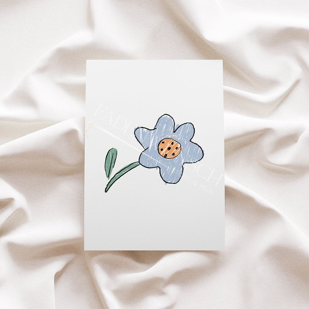 Vorbestellung | Bügelbild "Blume - Flower Scratch - Blau" fadenwunsch 