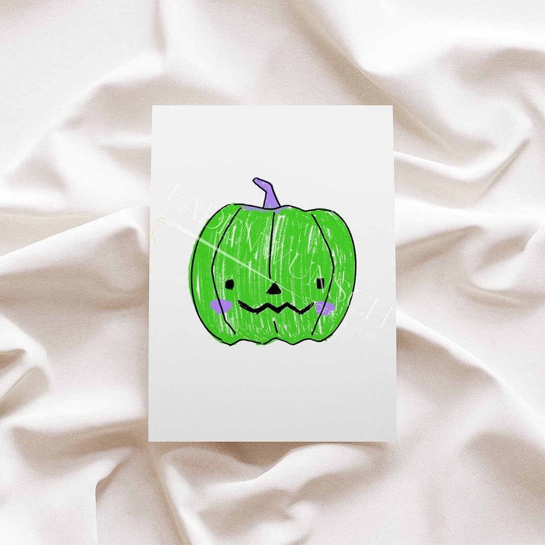 Vorbestellung | Bügelbild "Kürbis Scratch - Grün" | Halloween fadenwunsch 