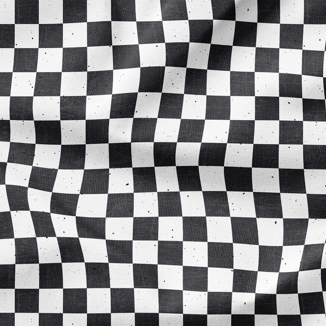 Vorbestellung | French Terry "Checkerboard Weiß Schwarz" fadenwunsch 